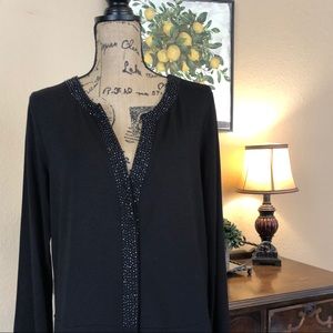 {J.JILL} BLACK SPARKLE TUNIC STRETCH TOP